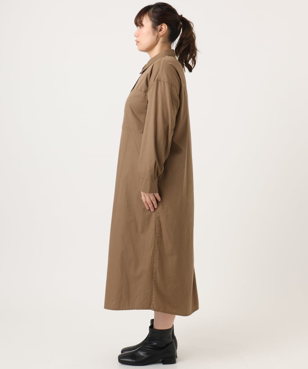 OLEKA04139 eur3(エウルキューブ) 【WEB先行販売】【大きいサイズ】ロングシャツワンピース モカ(84)