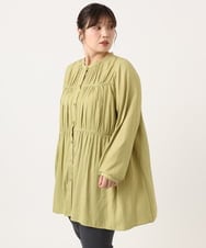 OLEKA05099 eur3(エウルキューブ) 【WEB先行販売】【大きいサイズ】サテンギャザーチュニック イエロー(25)