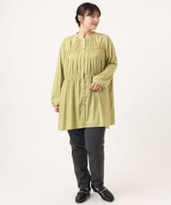 OLEKA05099 eur3(エウルキューブ) 【WEB先行販売】【大きいサイズ】サテンギャザーチュニック イエロー(25)