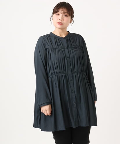 OLEKA05099 eur3 【WEB先行販売】【大きいサイズ】サテンギャザーチュニック