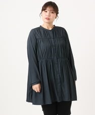OLEKA05099 eur3(エウルキューブ) 【WEB先行販売】【大きいサイズ】サテンギャザーチュニック ネイビー(57)