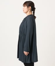OLEKA05099 eur3(エウルキューブ) 【WEB先行販売】【大きいサイズ】サテンギャザーチュニック ネイビー(57)
