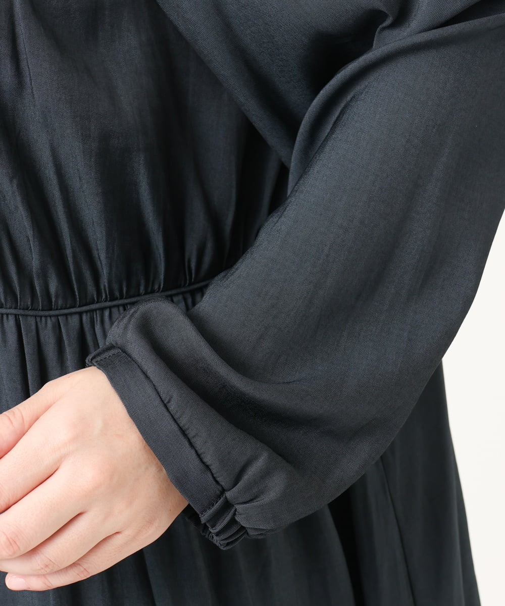 OLEKA05099 eur3(エウルキューブ) 【WEB先行販売】【大きいサイズ】サテンギャザーチュニック ネイビー(57)