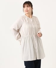 OLEKA05099 eur3(エウルキューブ) 【WEB先行販売】【大きいサイズ】サテンギャザーチュニック アイボリー(80)