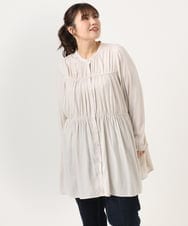 OLEKA05099 eur3(エウルキューブ) 【WEB先行販売】【大きいサイズ】サテンギャザーチュニック アイボリー(80)