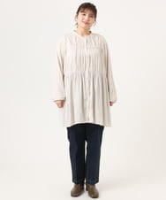 OLEKA05099 eur3(エウルキューブ) 【WEB先行販売】【大きいサイズ】サテンギャザーチュニック アイボリー(80)