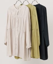 OLEKA05099 eur3(エウルキューブ) 【WEB先行販売】【大きいサイズ】サテンギャザーチュニック アイボリー(80)
