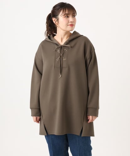 OLEKA06099 eur3 【大きいサイズ】レースアップダンボールフーディー