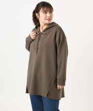 OLEKA06099 eur3(エウルキューブ) 【大きいサイズ】レースアップダンボールフーディー ブラウン(87)
