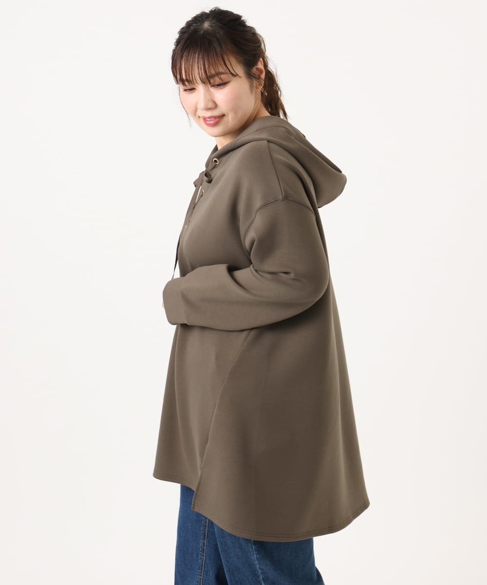 OLEKA06099 eur3(エウルキューブ) 【大きいサイズ】レースアップダンボールフーディー ブラウン(87)