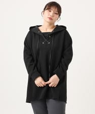 OLEKA06099 eur3(エウルキューブ) 【大きいサイズ】レースアップダンボールフーディー ブラック(94)