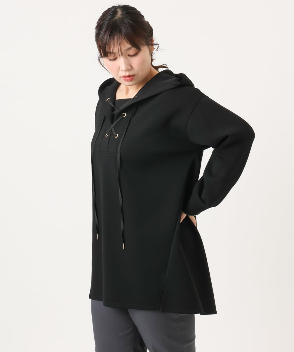OLEKA06099 eur3(エウルキューブ) 【大きいサイズ】レースアップダンボールフーディー ブラック(94)