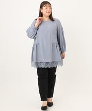 OLEKD03099 eur3(エウルキューブ) 【大きいサイズ/洗える】裾レースティアードチュニック ライトグレー