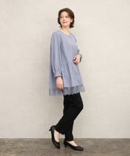 OLEKD03099 eur3(エウルキューブ) 【大きいサイズ/洗える】裾レースティアードチュニック ライトグレー