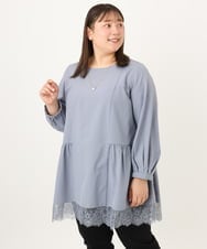 OLEKD03099 eur3(エウルキューブ) 【大きいサイズ/洗える】裾レースティアードチュニック ライトグレー