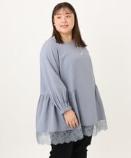 OLEKD03099 eur3(エウルキューブ) 【大きいサイズ/洗える】裾レースティアードチュニック ライトグレー
