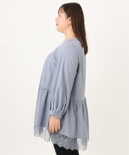 OLEKD03099 eur3(エウルキューブ) 【大きいサイズ/洗える】裾レースティアードチュニック ライトグレー