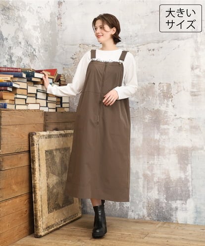 OLEKD05129 eur3 【大きいサイズ】フロントジップジャンパースカート
