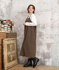 OLEKD05129 eur3(エウルキューブ) 【大きいサイズ】フロントジップジャンパースカート ダークブラウン