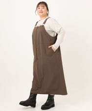 OLEKD05129 eur3(エウルキューブ) 【大きいサイズ】フロントジップジャンパースカート ダークブラウン