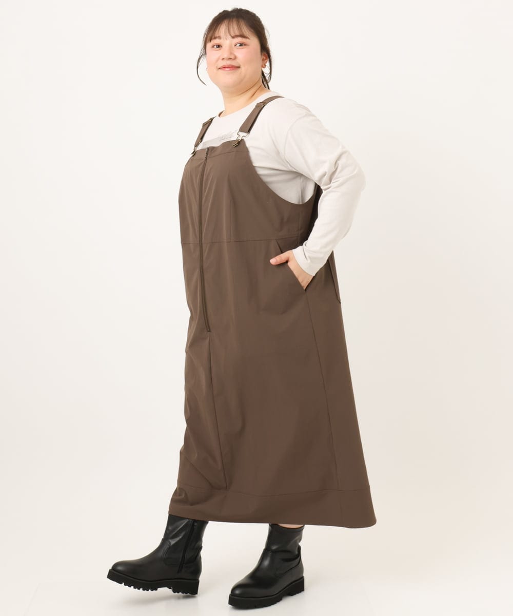 OLEKD05129 eur3(エウルキューブ) 【大きいサイズ】フロントジップジャンパースカート ダークブラウン
