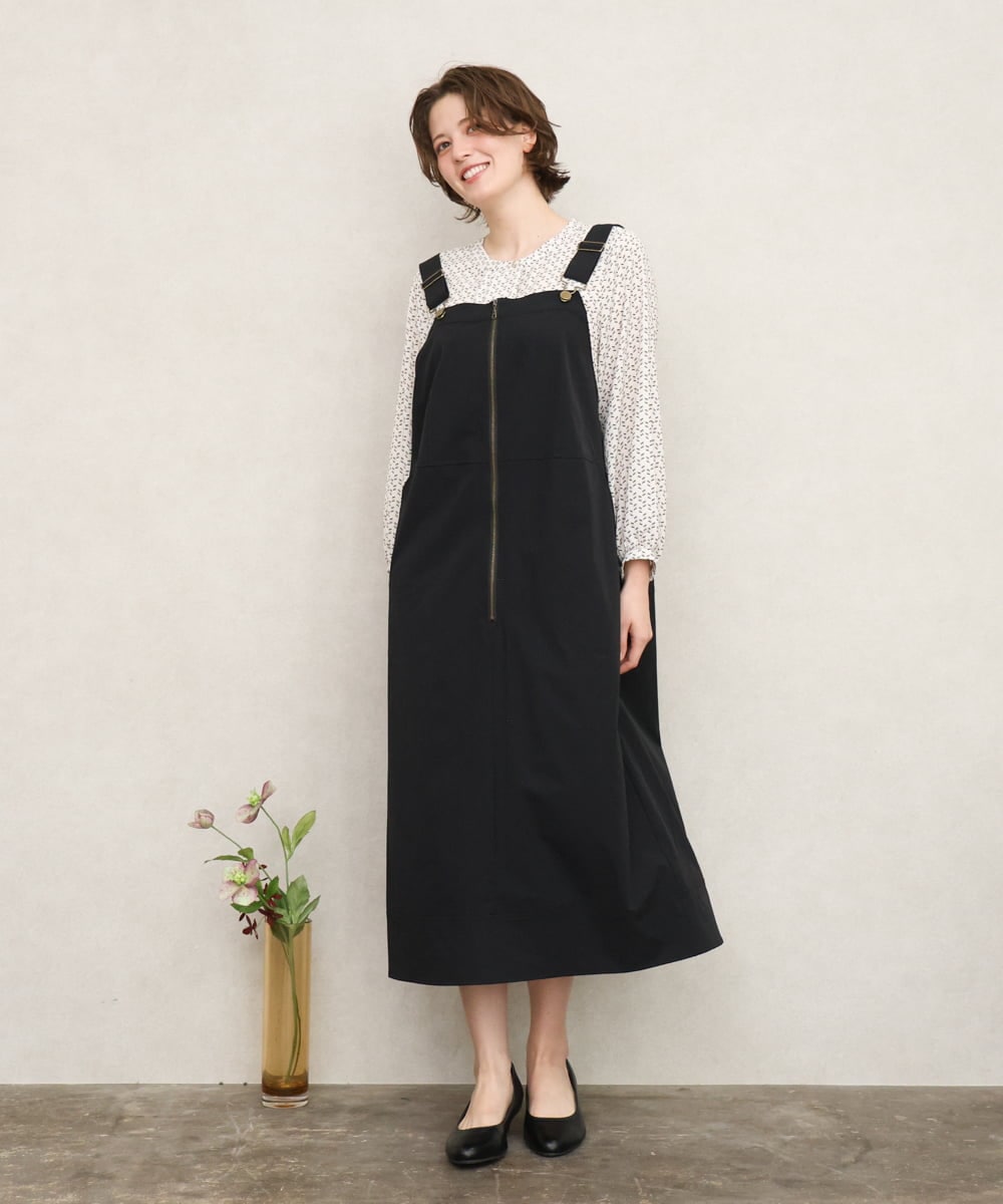 OLEKD05129 eur3(エウルキューブ) 【大きいサイズ】フロントジップジャンパースカート ブラック