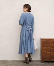 OLEKD06139 eur3(エウルキューブ) 【WEB先行販売】【大きいサイズ】ケミカルウォッシュデニムボウドレス ライトブルー