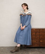 OLEKD06139 eur3(エウルキューブ) 【WEB先行販売】【大きいサイズ】ケミカルウォッシュデニムボウドレス ライトブルー