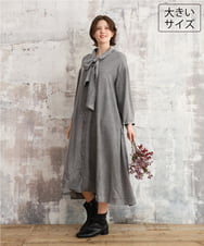 OLEKD06139 eur3(エウルキューブ) 【WEB先行販売】【大きいサイズ】ケミカルウォッシュデニムボウドレス ブラック
