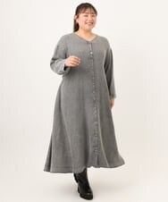 OLEKD06139 eur3(エウルキューブ) 【WEB先行販売】【大きいサイズ】ケミカルウォッシュデニムボウドレス ブラック