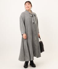 OLEKD06139 eur3(エウルキューブ) 【WEB先行販売】【大きいサイズ】ケミカルウォッシュデニムボウドレス ブラック