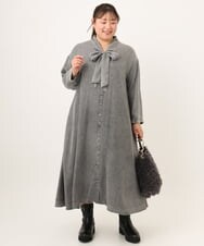OLEKD06139 eur3(エウルキューブ) 【WEB先行販売】【大きいサイズ】ケミカルウォッシュデニムボウドレス ブラック