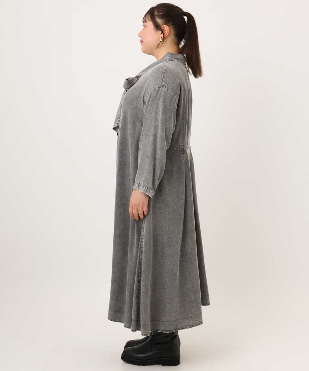 OLEKD06139 eur3(エウルキューブ) 【WEB先行販売】【大きいサイズ】ケミカルウォッシュデニムボウドレス ブラック