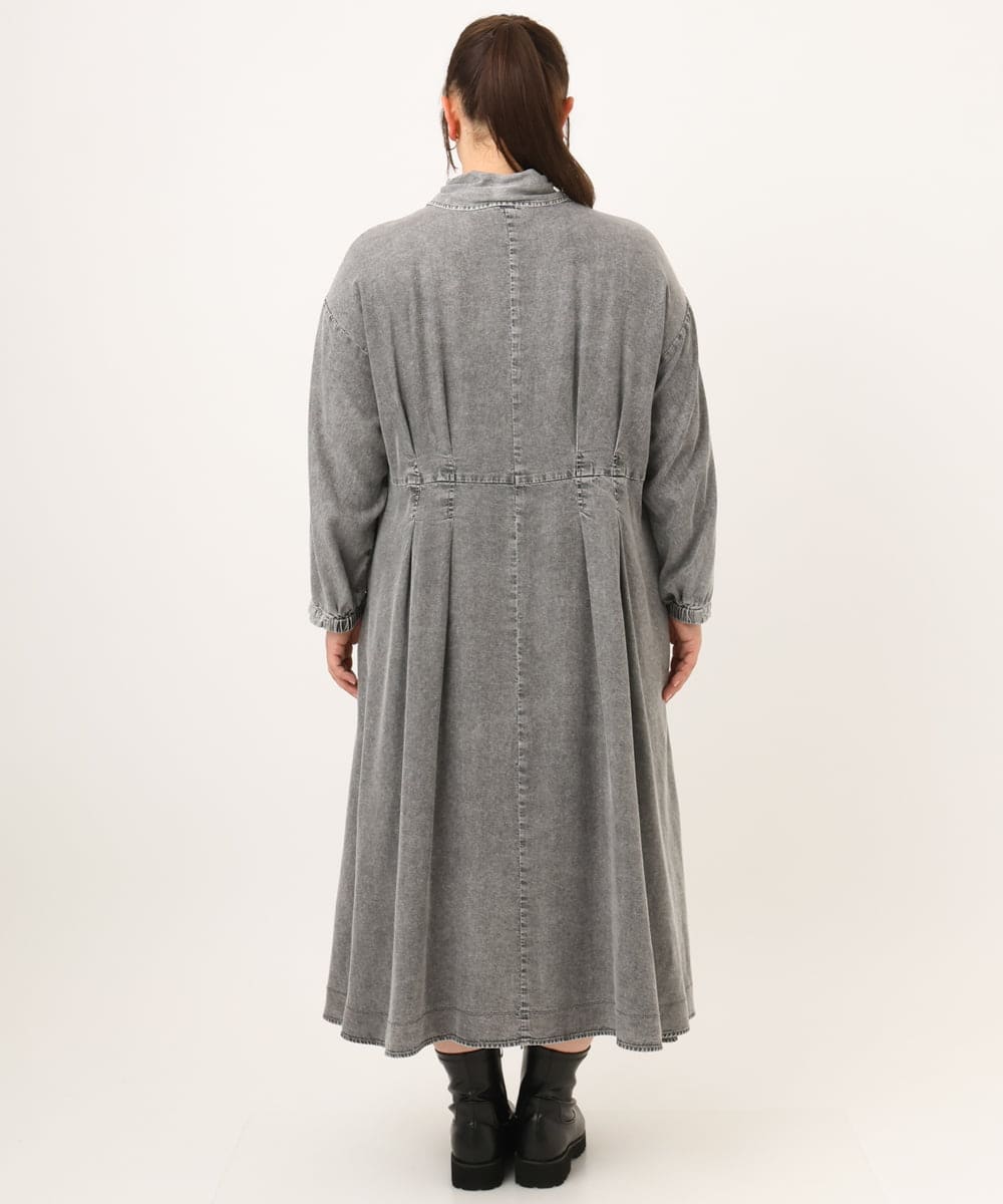 OLEKD06139 eur3(エウルキューブ) 【WEB先行販売】【大きいサイズ】ケミカルウォッシュデニムボウドレス ブラック
