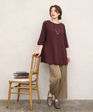 OLEKD12099 eur3(エウルキューブ) 【WEB先行販売】【大きいサイズ】ドライタッチAラインチュニック ワイン