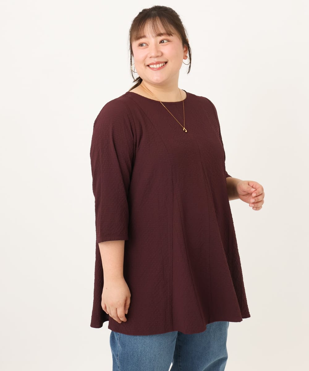 OLEKD12099 eur3(エウルキューブ) 【WEB先行販売】【大きいサイズ】ドライタッチAラインチュニック ワイン