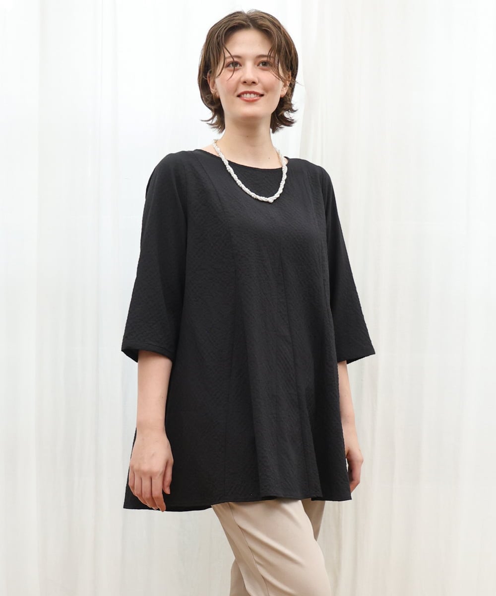 OLEKD12099 eur3(エウルキューブ) 【WEB先行販売】【大きいサイズ】ドライタッチAラインチュニック ブラック