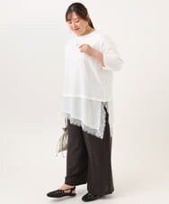 OLEKD13079 eur3(エウルキューブ) 【WEB先行販売】【大きいサイズ】レイヤード風裾レースチュニック ホワイト