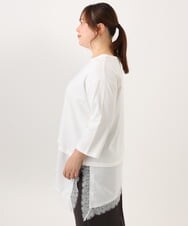 OLEKD13079 eur3(エウルキューブ) 【WEB先行販売】【大きいサイズ】レイヤード風裾レースチュニック ホワイト