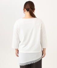 OLEKD13079 eur3(エウルキューブ) 【WEB先行販売】【大きいサイズ】レイヤード風裾レースチュニック ホワイト