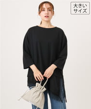 OLEKD13079 eur3(エウルキューブ) 【WEB先行販売】【大きいサイズ】レイヤード風裾レースチュニック ブラック