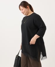 OLEKD13079 eur3(エウルキューブ) 【WEB先行販売】【大きいサイズ】レイヤード風裾レースチュニック ブラック