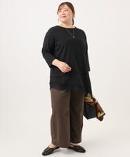 OLEKD13079 eur3(エウルキューブ) 【WEB先行販売】【大きいサイズ】レイヤード風裾レースチュニック ブラック