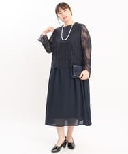 OLEKS03189 eur3(エウルキューブ) 【大きいサイズ】レースセットアップ風ワンピース ネイビー(57)