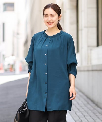 OLEKS21089 eur3 【大きいサイズ】袖2WAYブラウスチュニック