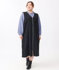 OLEKV25099 eur3(エウルキューブ) 【大きいサイズ/2WAY】フロントジップジャンパースカート ブラック(94)
