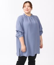 OLEKV26089 eur3(エウルキューブ) 【大きいサイズ/2WAY】ポーラタックネックブラウスチュニック ブルー(55)
