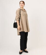 OLELA07129 eur3(エウルキューブ) 【大きいサイズ】コーデュロイフーディーシャツチュニック ベージュ(82)（WEB限定カラー）