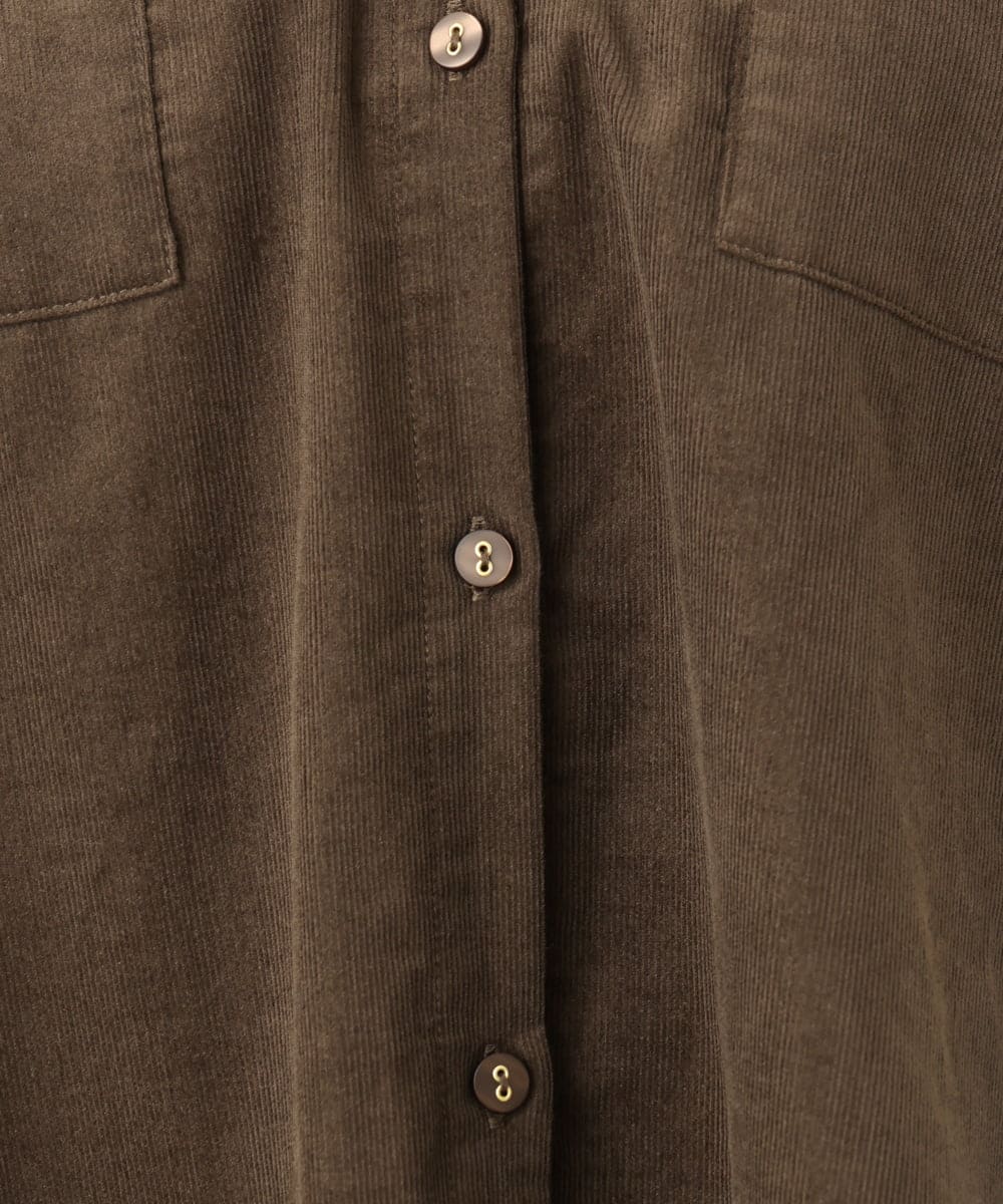 OLELA07129 eur3(エウルキューブ) 【大きいサイズ】コーデュロイフーディーシャツチュニック ダークブラウン(87)