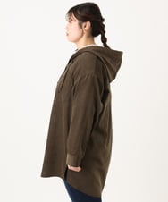 OLELA07129 eur3(エウルキューブ) 【大きいサイズ】コーデュロイフーディーシャツチュニック ダークブラウン(87)